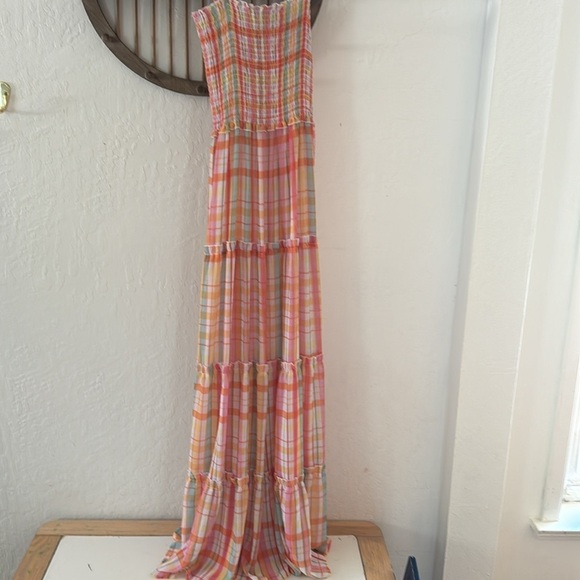 Bleu Rod Beattie Hip To Be Square Smocked 4 Tier Cover Up Sheer Dress Small - Picture 5 of 6